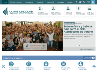 Desarrollo del rediseño del sitio web de la caja de jubilaciones.